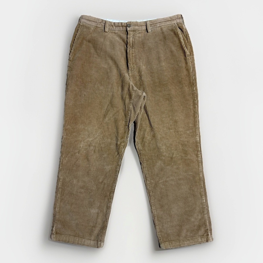 Perry Ellis Corduroy Pants Mens Tan Pecan Straight Leg Chino Soft 100% Cotton